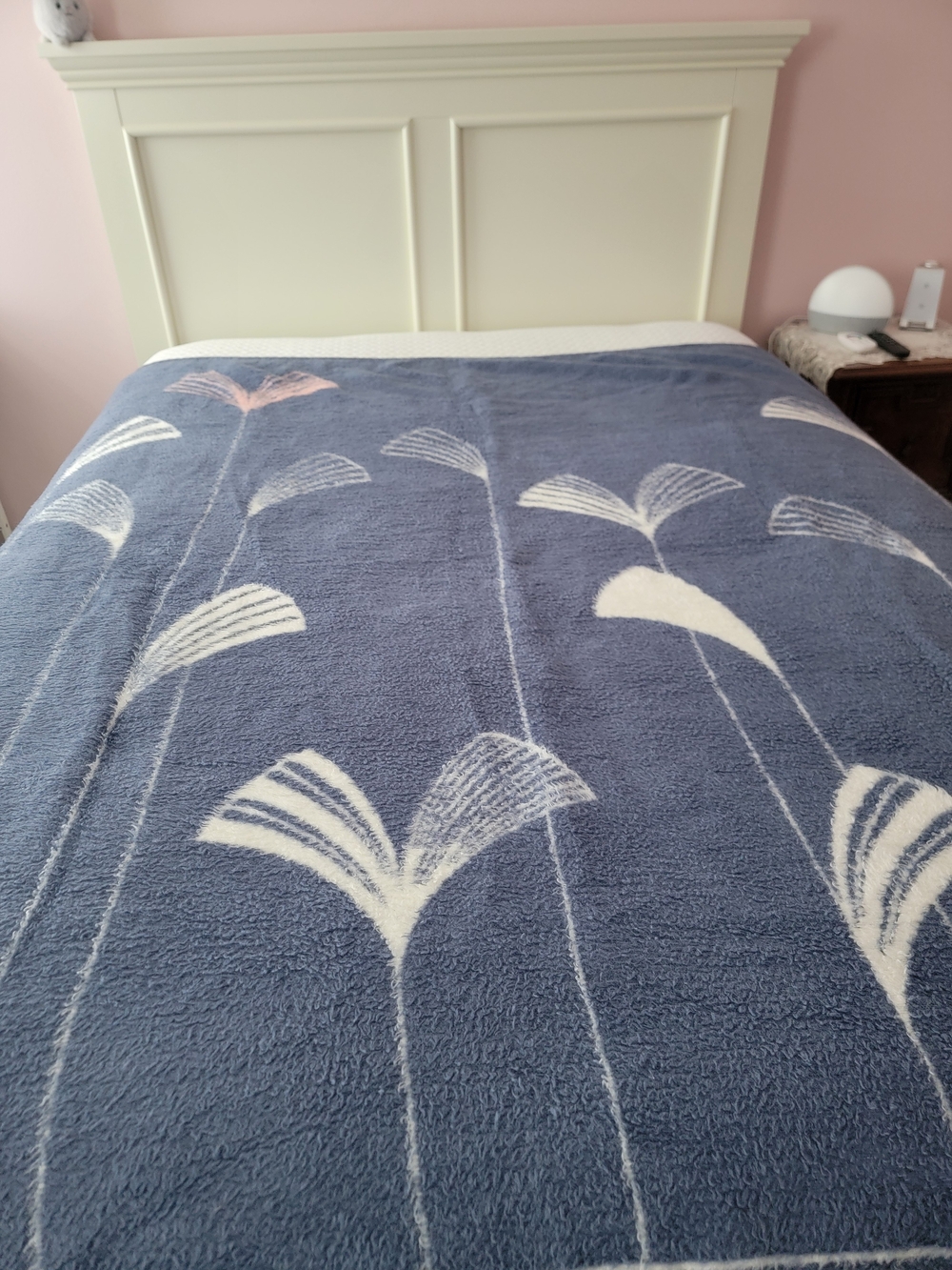 Biederlack Of The Americas Blue White Floral Blanket Reversible 80s 90s 59x69